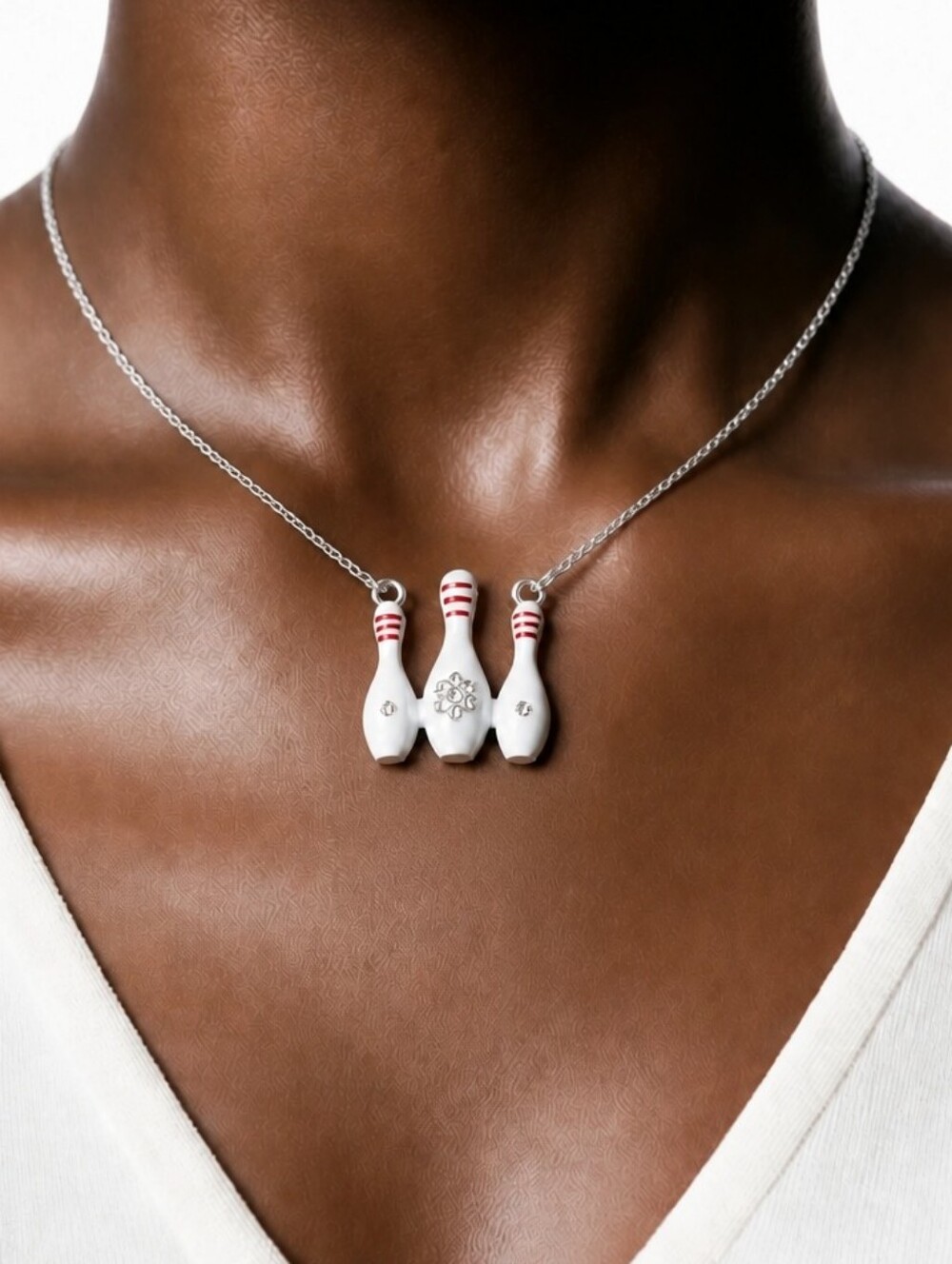 NWT Nadine West Enamel & Rhinestone Bowling Pin Choker Necklace ~16"